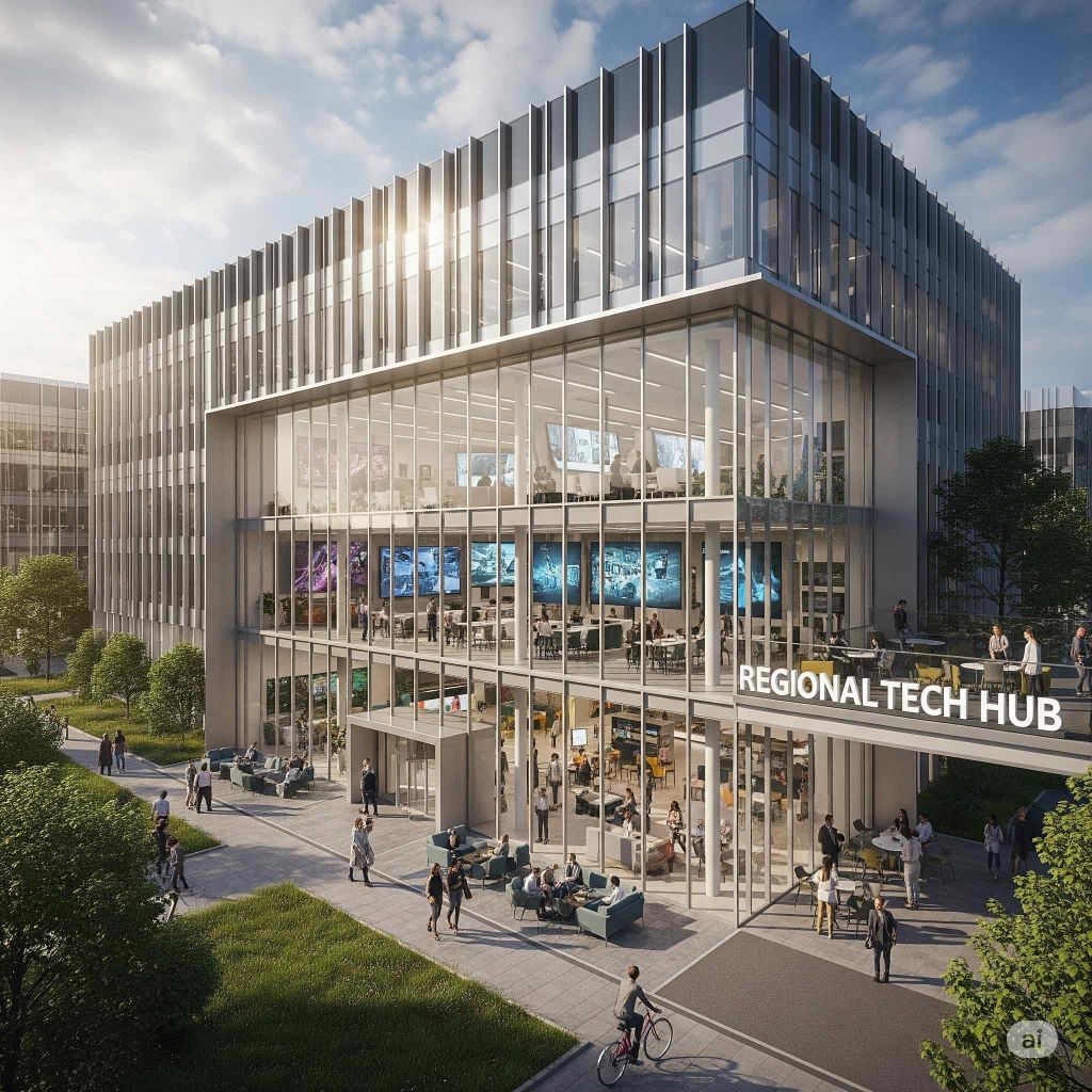 Students collaborating in a modern classroom